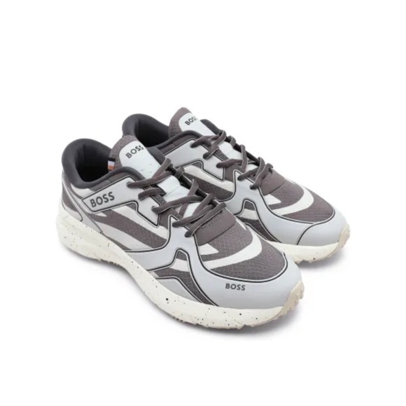 BOSS Men's Gray and White Sneakers - Picture 2 of 5